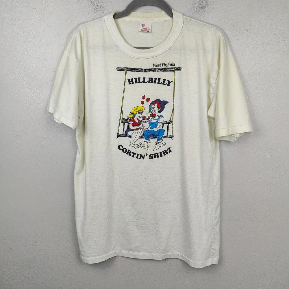 Vintage 90s Hillbilly Cortin' Shirt Size XL American Sportswear‎ Single Stitch
